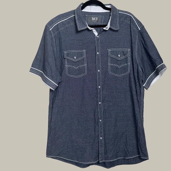 BKE Other - BKE Pearl Button Down Contrast Stitch L Blue Casual Summer Western